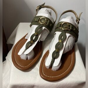 GBG Guess women's sandals, Brown with Green straps size 8